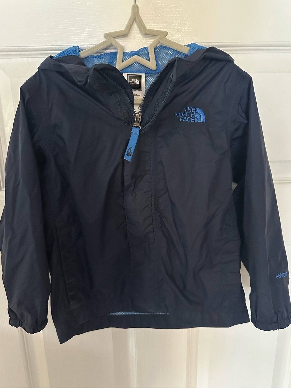 The North Face Kids' HyVent Navy Blue Waterproof Hooded Jacket Size 4